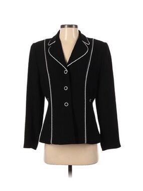 White House Black Market Black Jacket with White Piping
